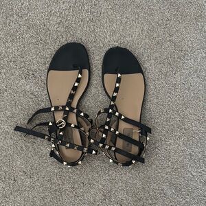 Valentino Black Studded Gladiator Sandals
